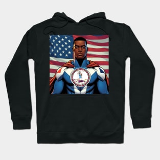 Richmond Virginia 1990s Comic Book Superhero RVA American Flag Hoodie